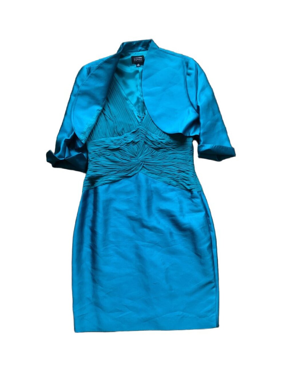 Adrianna Papell Teal Metallic Crepe 2-Piece Formal Dress
